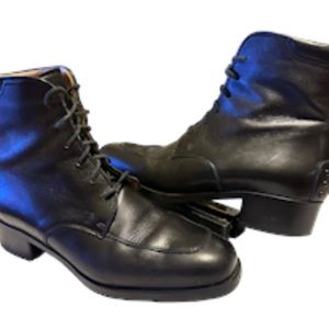 Tod's Women’s Luxury Black Leather, Lace-Up Lug Heel Ankle Boots Sz 7, 36 1/2 EU